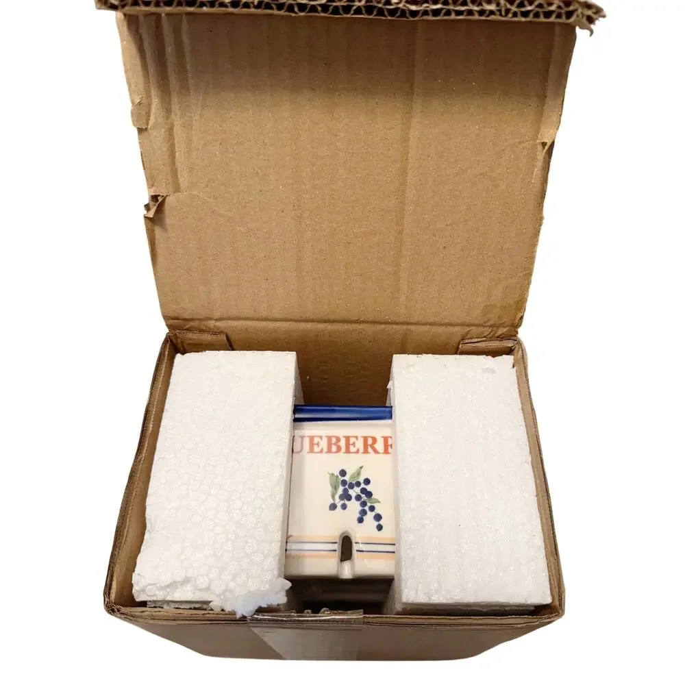 ANTHROPOLOGIE Lotta Berry Ceramic Basket Dish Square Stoneware Navy Small NIB